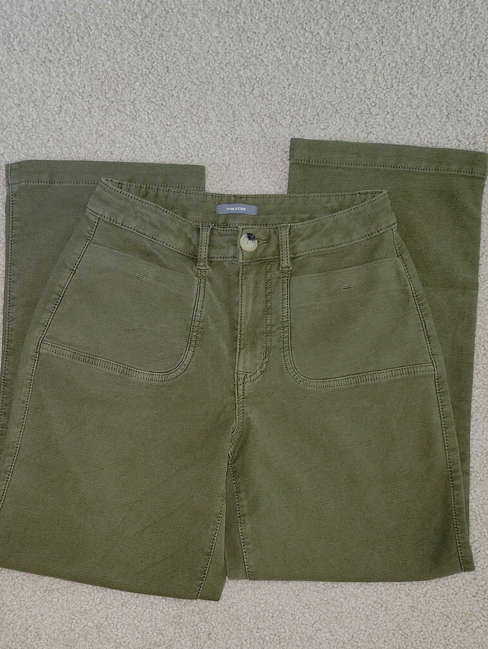 Maurices Olive Utility Crop Wide-Leg Pants